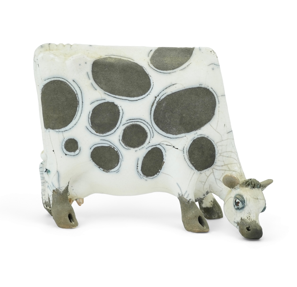 Lawson E Rudge (b. 1936): A raku fired pottery cow